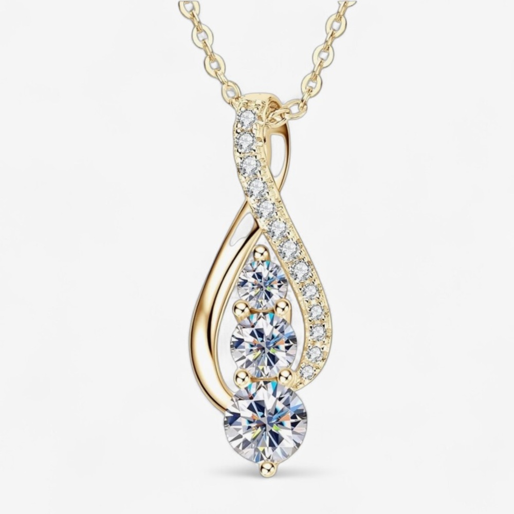 Certified Moissanite Diamonds Infinity Necklace 18K Gold -925 Sterling Silver